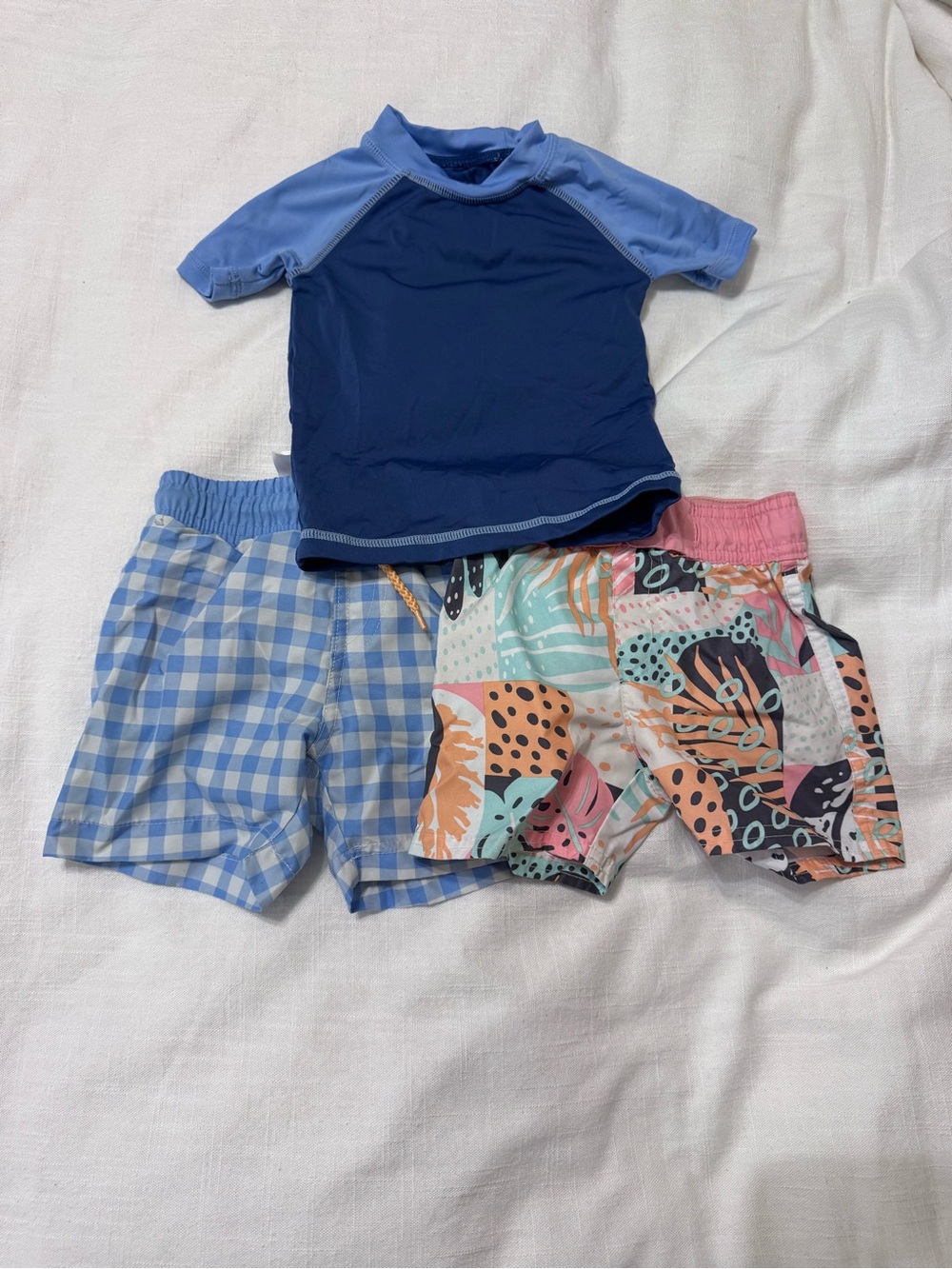 Cat & Jack Pink Lined Swim Shorts with Multicolor Print / Tony Bahamas Swim Top